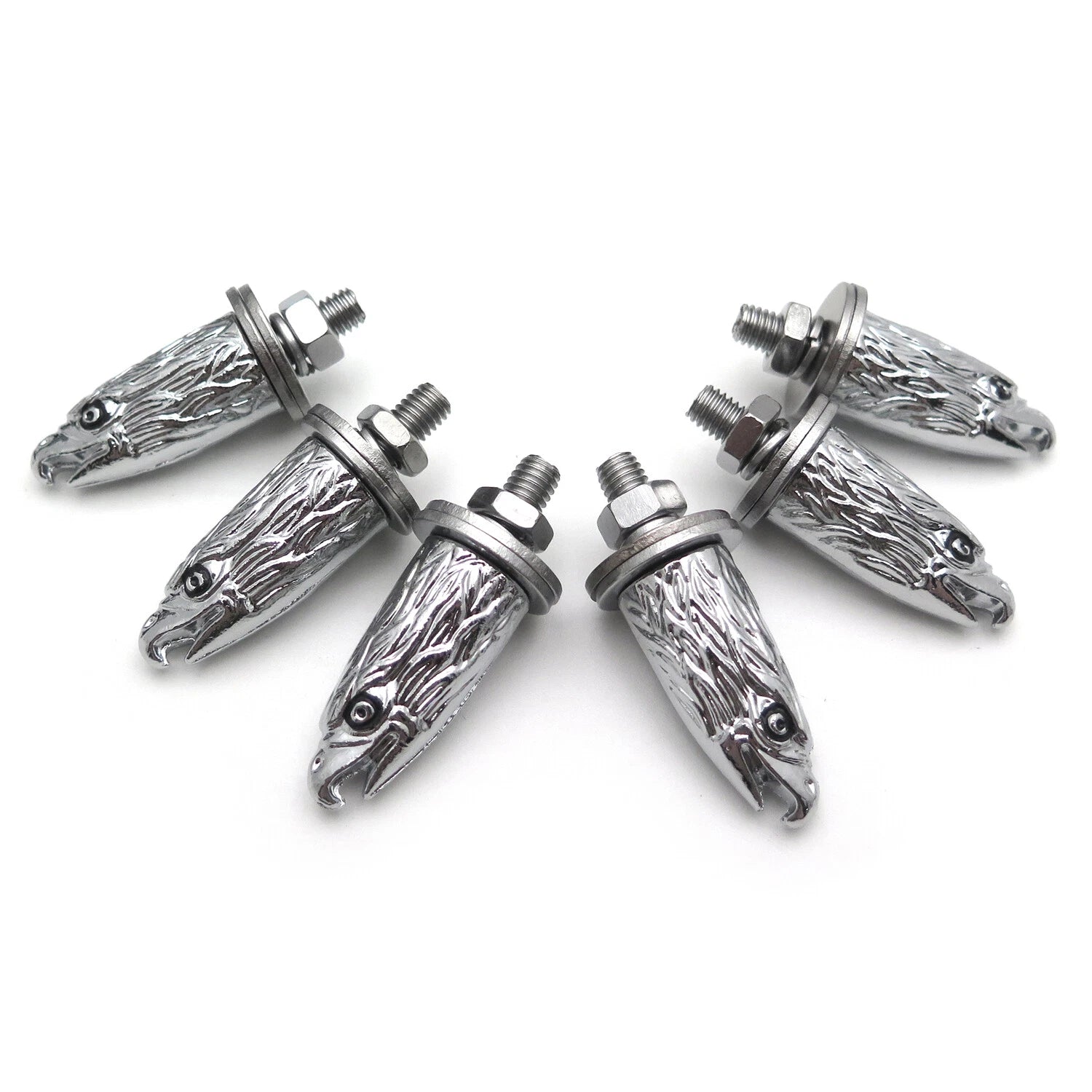 Set of 6 Chrome Eagle Head Bolts Screws for License Plate Frame