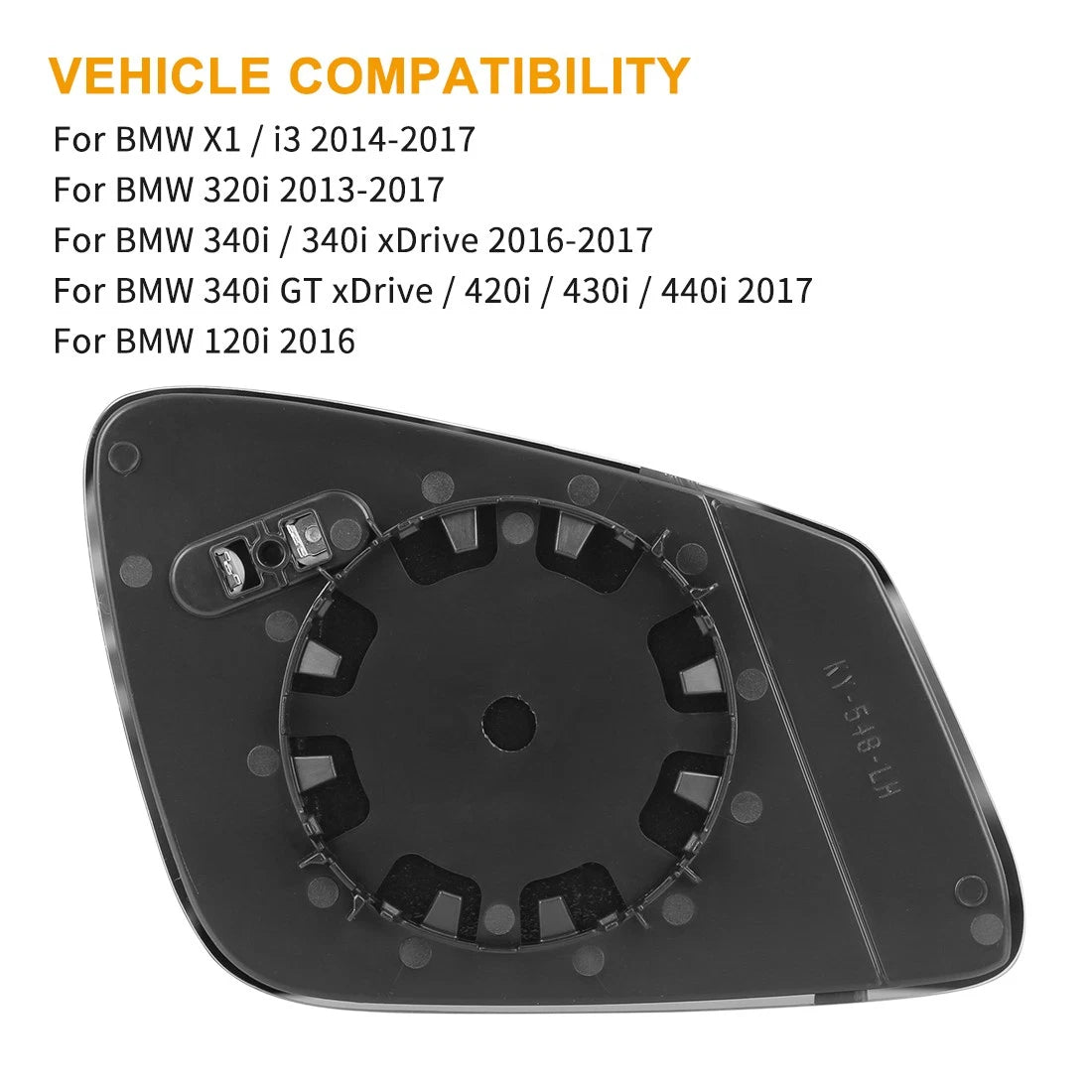 Heated Mirror Glass with Backing Plate LH for BMW 320i 440i 230i (2012–2020)