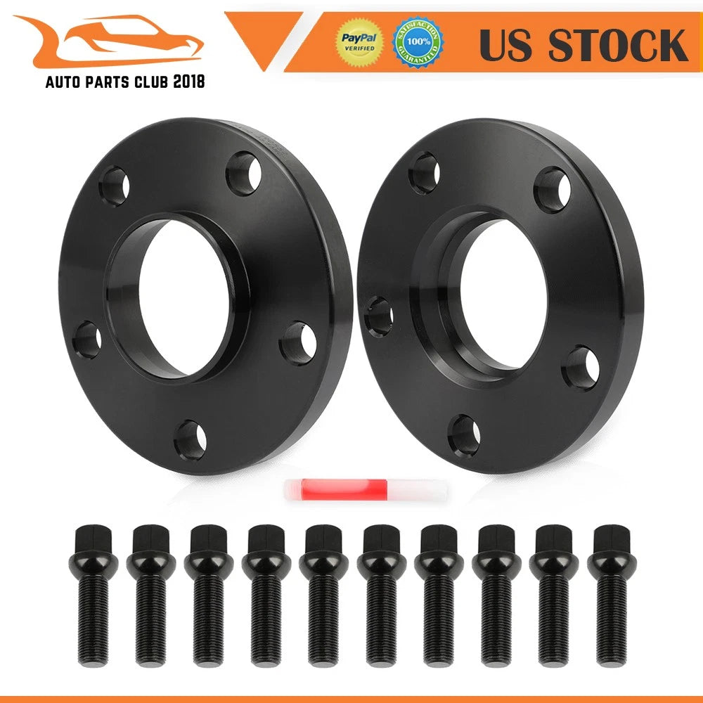 2X 15mm 5x112 Hubcentric Black Wheel Spacers for BMW 320i (2020–2022)
