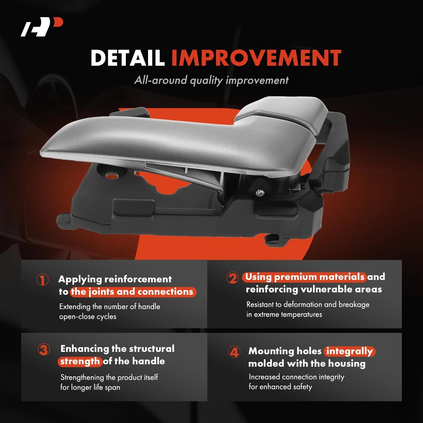 Right Gray Interior Door Handle for Kia Rio (2012-2017)