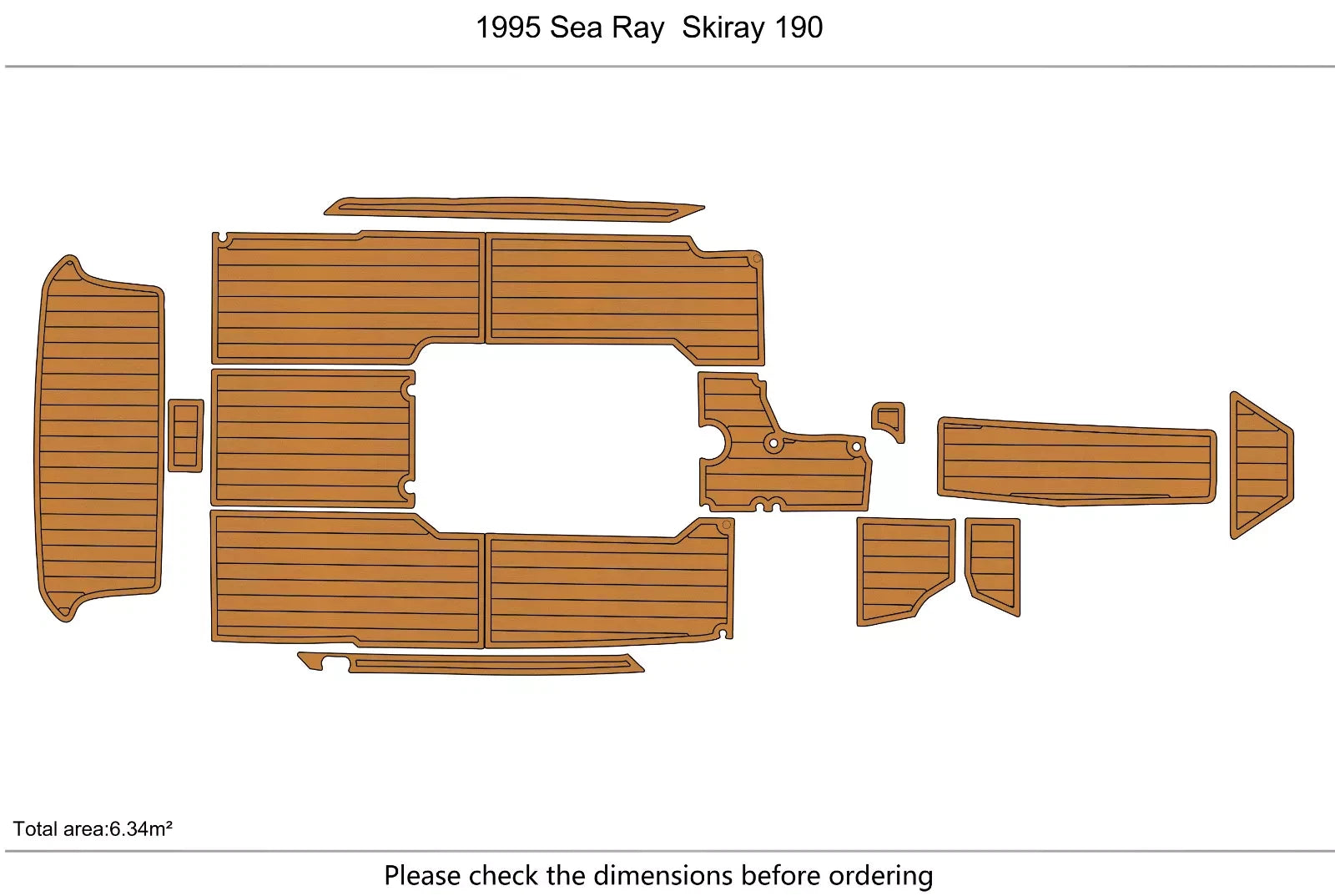 EVA Foam Teak Deck Floor Mat for Sea Ray Skiray 190 (1995)