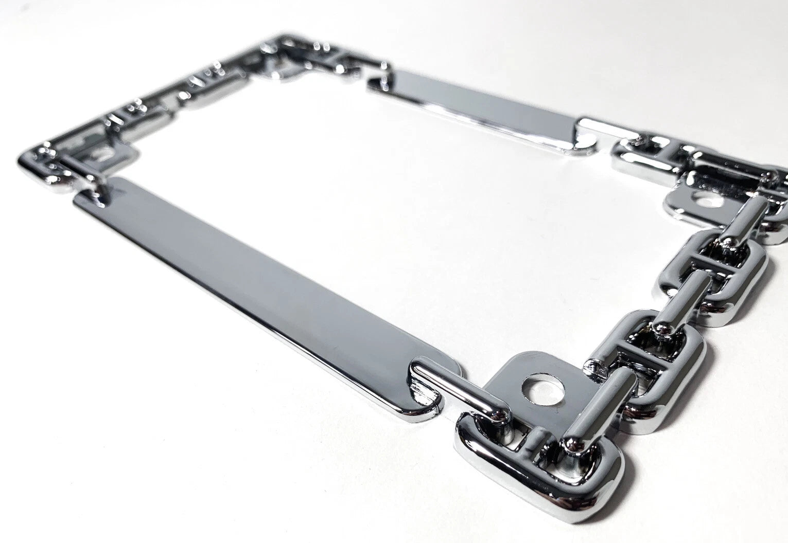 Chrome Metal Chain License Plate Tag Frame for Motorcycle Universal (All Years)