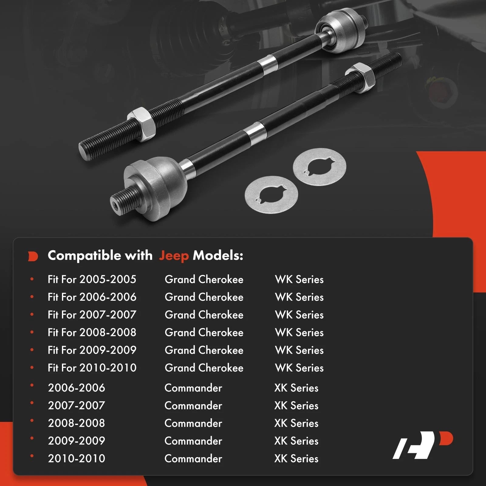 2X Front Inner Tie Rod Ends for Jeep Grand Cherokee WK (2005–2010)