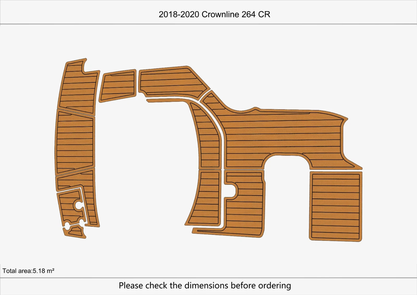 EVA Foam Faux Teak Deck Flooring for Crownline 264 (2020)