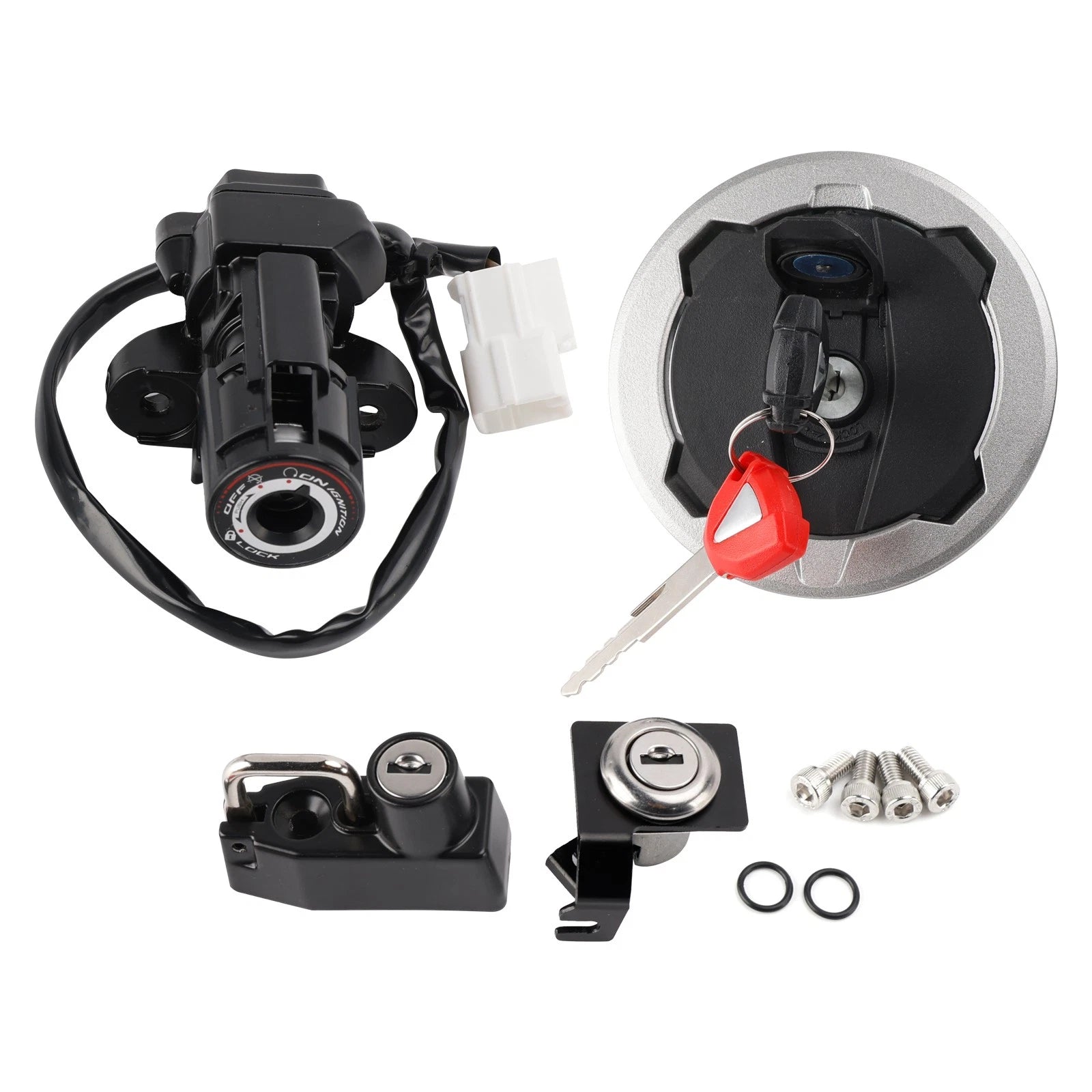 Ignition Key Switch Tank Helmet Seat Lock Set for Kawasaki Ninja 500 (24-26)