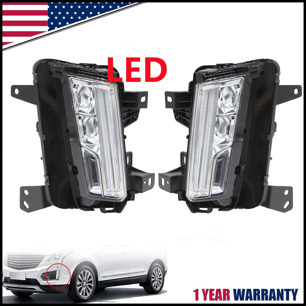 Pair Front Fog Lamp Assembly LED DRL for Cadillac XT5 (2017–2020)