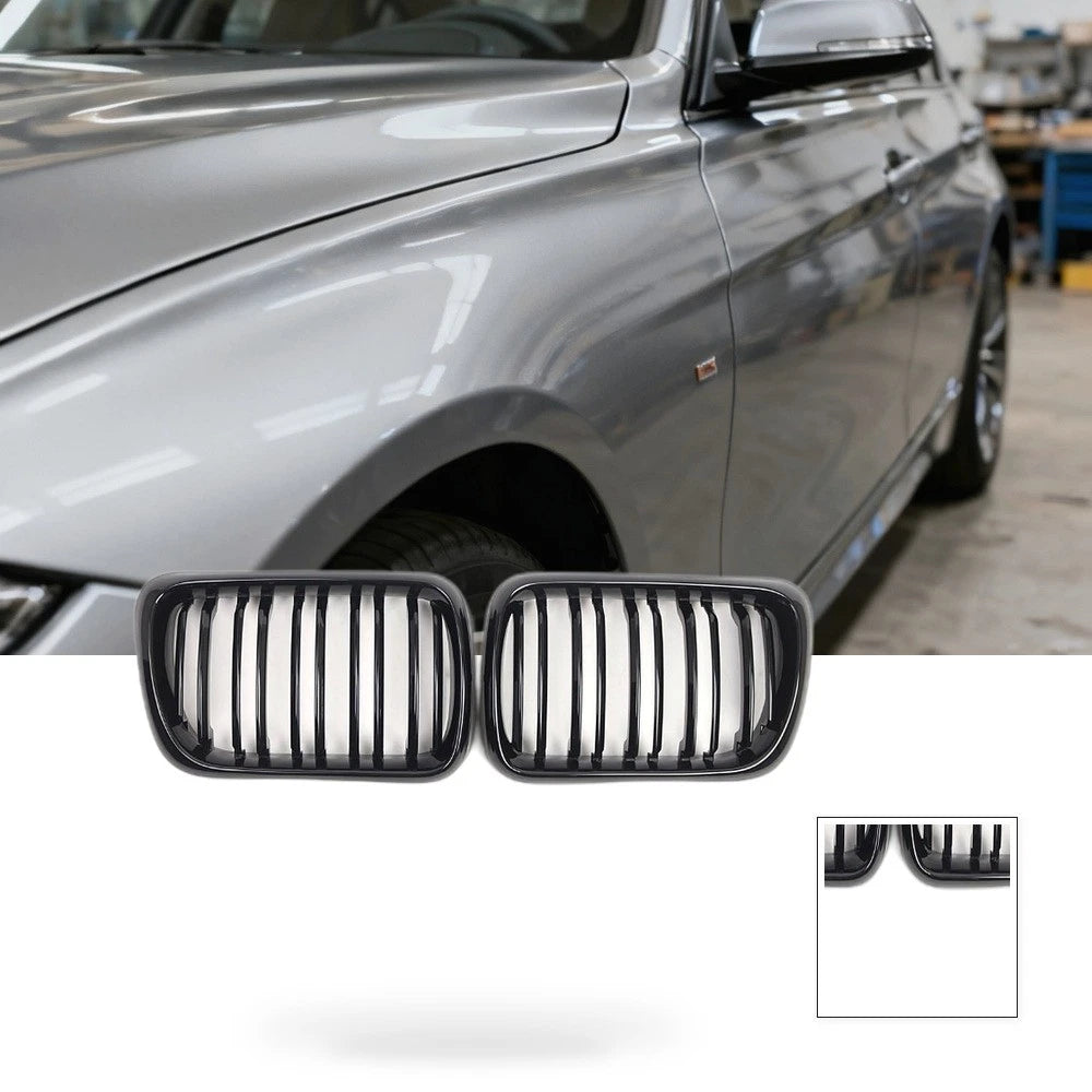 Dual Line Gloss Black Front Bumper Intake Grille for BMW 3 Series (1992–1998)
