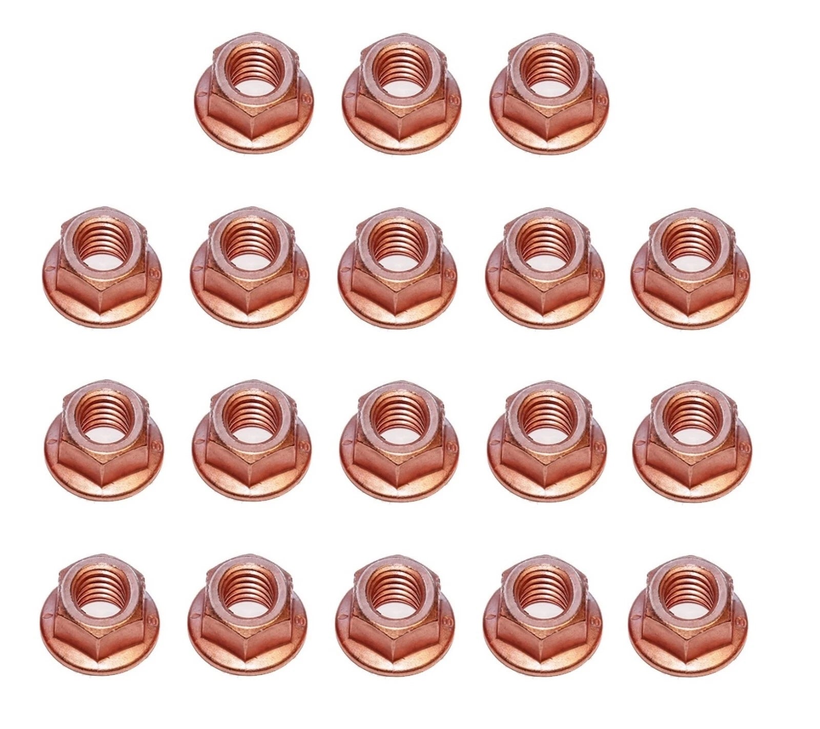 Set of 18 Exhaust Manifold Nuts with Flange 8 x 1.25 for Audi BMW Mercedes VW