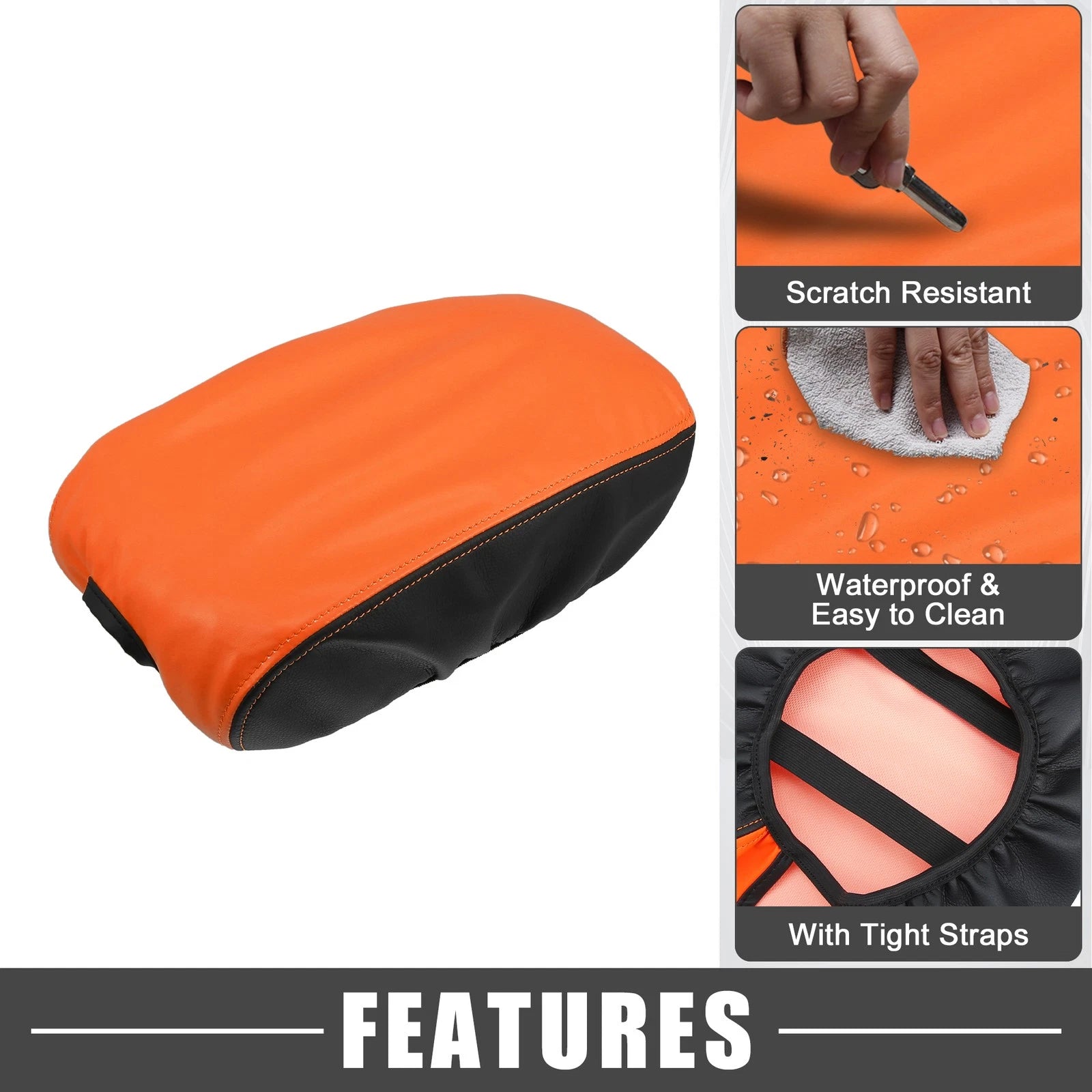 Center Console Armrest Pad Cover for Dodge Charger (2015–2022) Black Orange