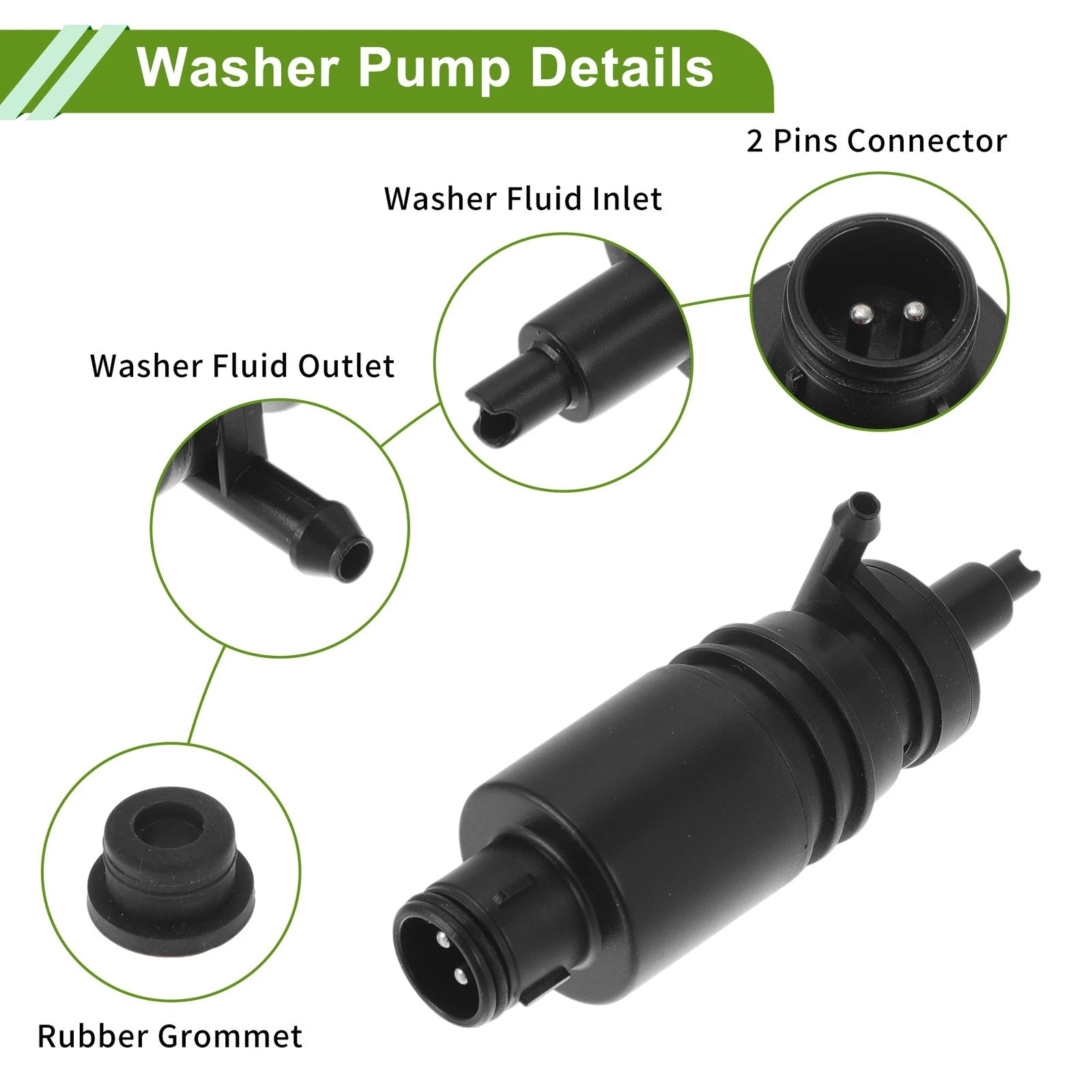 Windshield Washer Pump w/Grommet for Audi 100 (1983–1991) No. 4A0955651