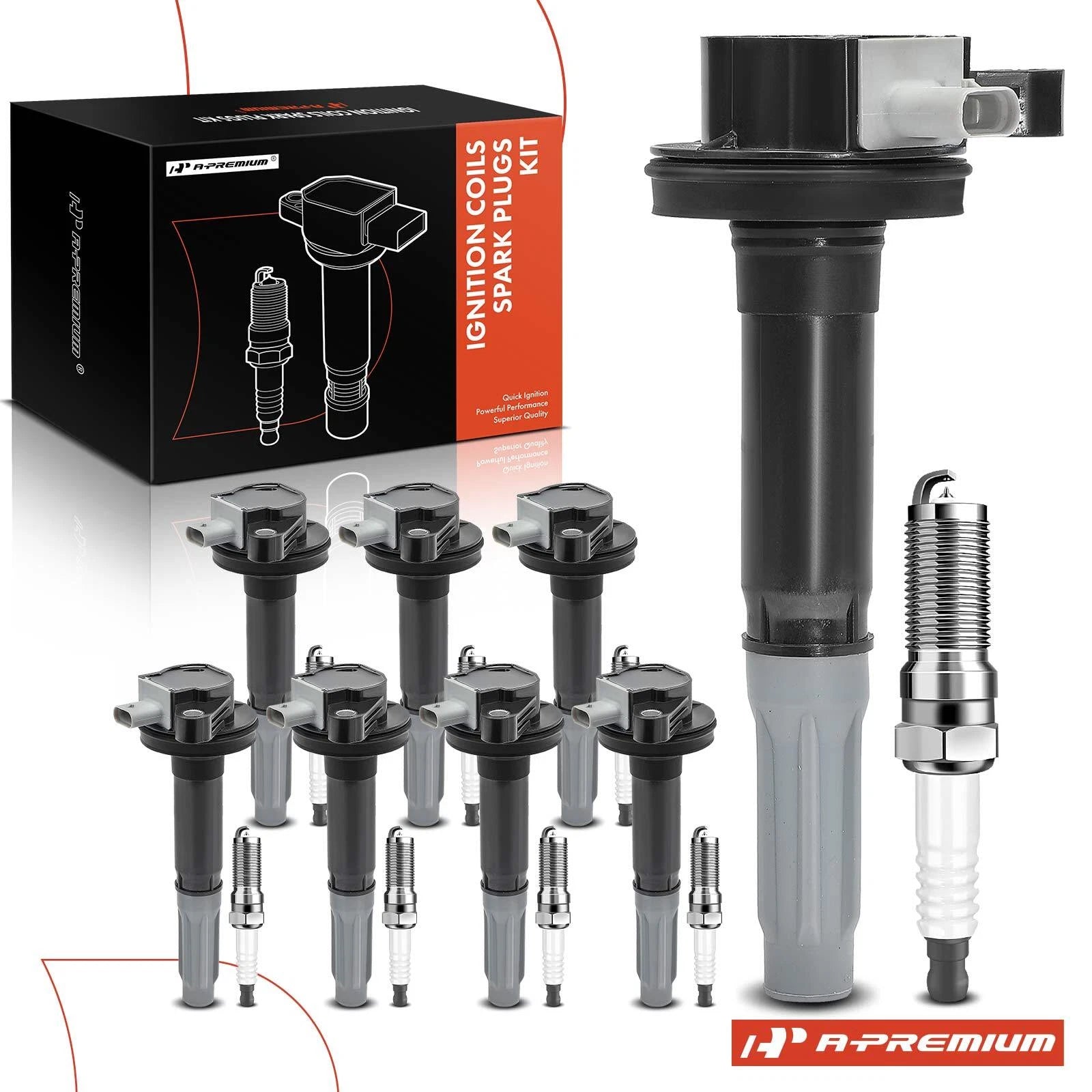 Set of 8 Ignition Coils & Iridium Spark Plugs for Ford Mustang (2015–2018)