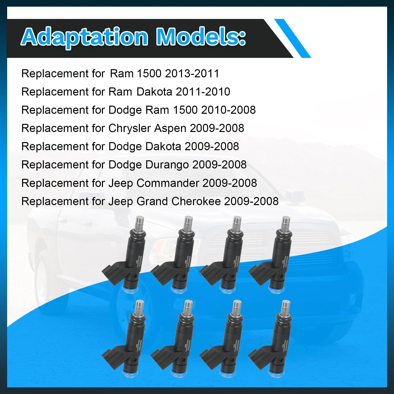 Set of 8 Fuel Injectors for Chrysler 300 Hemi 5.7L V8 (2005–2009)