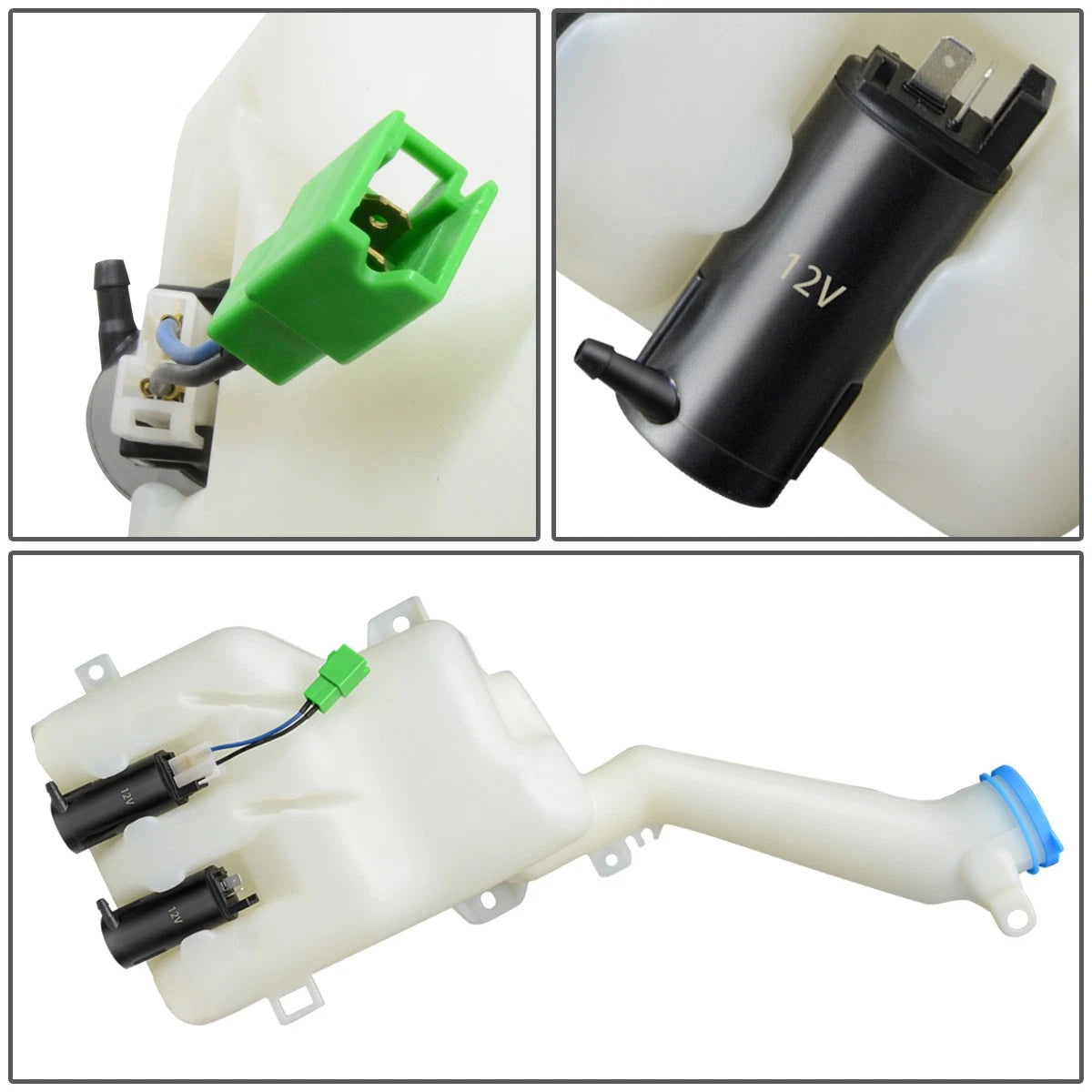 Windshield Washer Fluid Reservoir Tank Bottle w/Cap+Pump for Honda Civic (1996–2000)