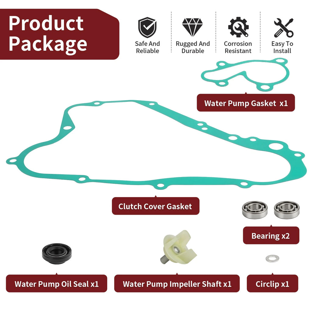 Water Pump Rebuild Kit for Suzuki RM125M (1989–1991) - Impeller, Shaft, Gasket, Bearing