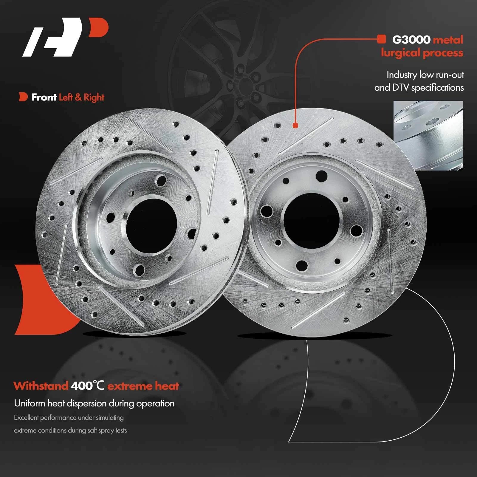 Front Drilled Brake Rotors for Honda Civic (1990–2000) Civic del Sol CRX