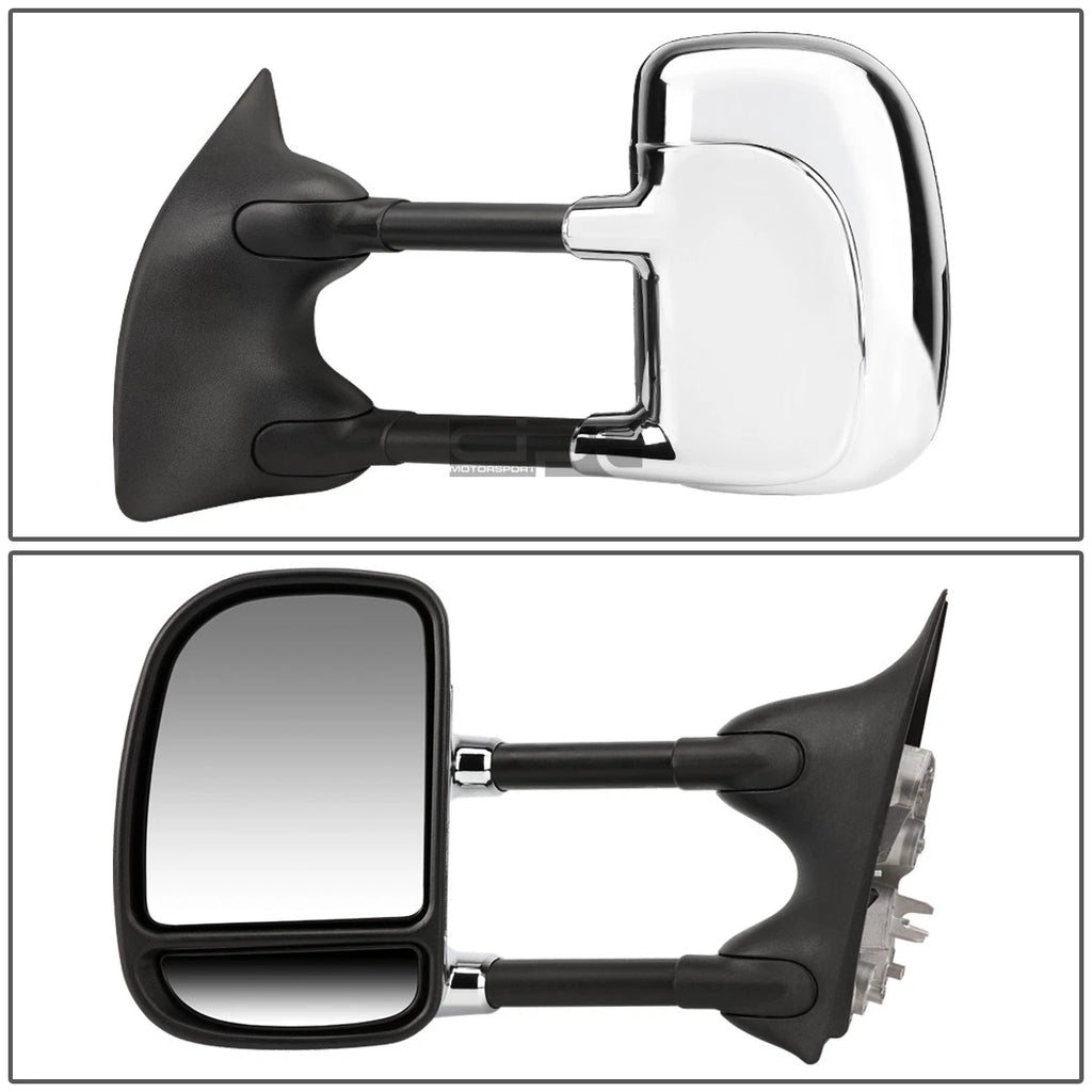 Set of 2 Extendable Arm Chrome Towing Side Mirrors for F250/F350/F450 (1999–2007)
