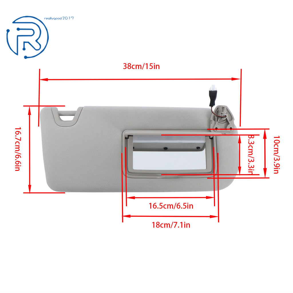 Passenger Side Sunvisor for Nissan Altima (2019-2024) Gray with Lights