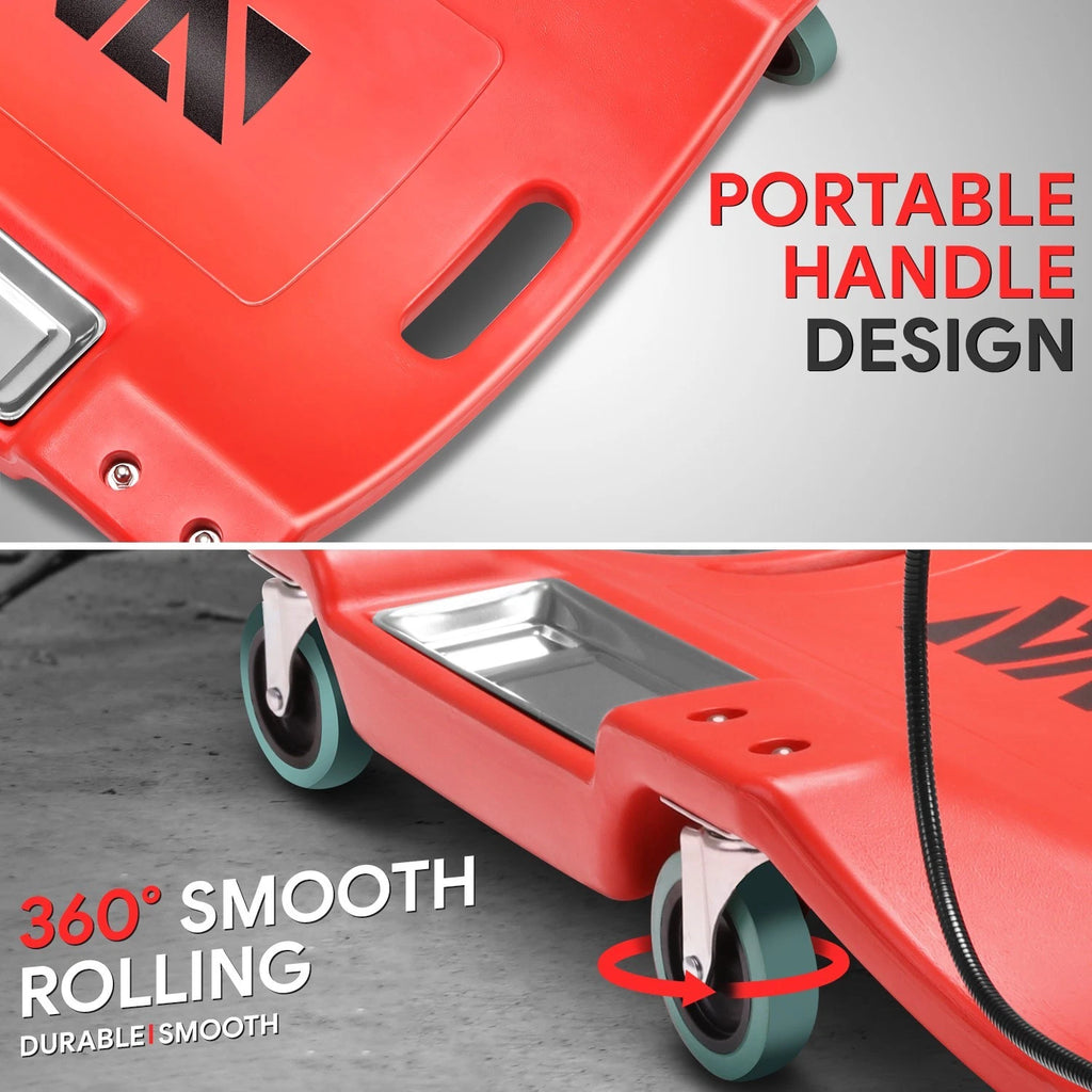 40" Red Plastic Floor Creeper with Swivel Casters for Workshop