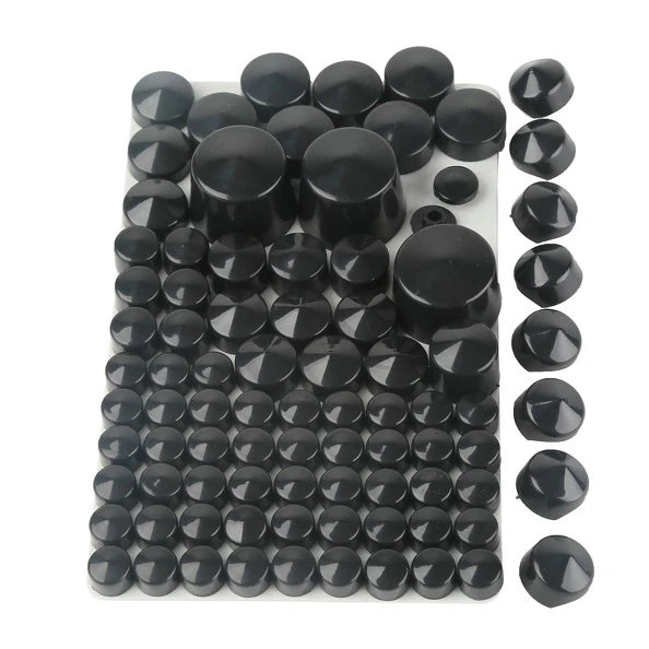Set of 4 Black/Chrome Bolt Toppers Caps for Harley Softail Twin Cam (1984–2006)