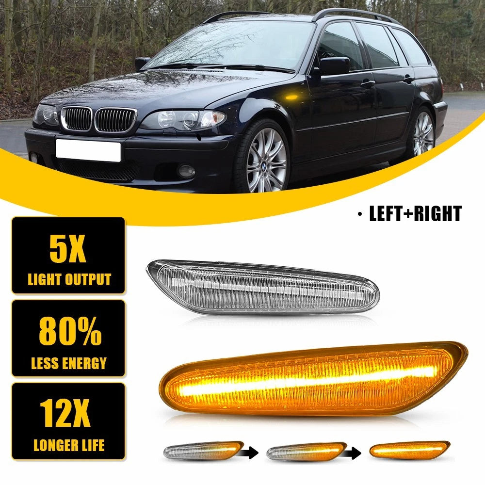 Clear Lens Amber Dynamic Side Marker Signal Light for BMW 3 Series (2007–2013)