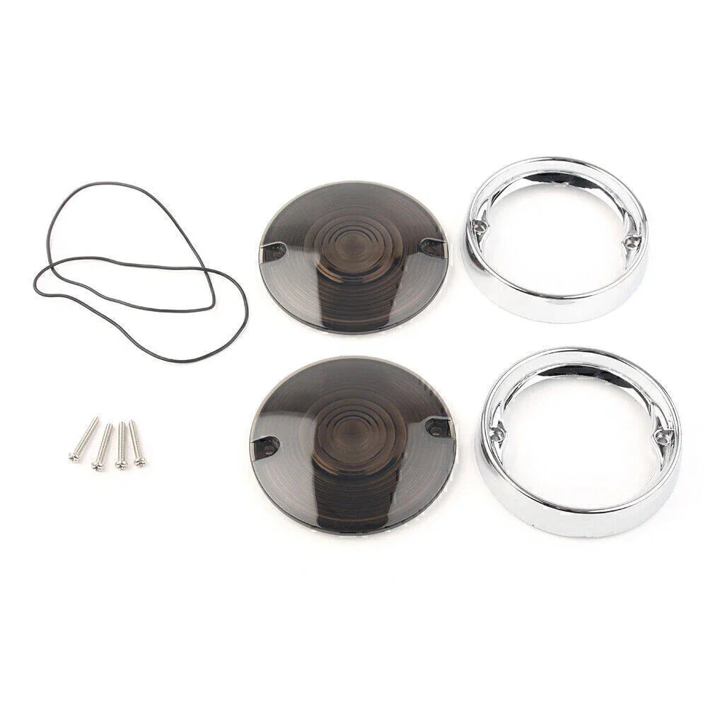 Turn Signal Bezels Smoke Lens Covers for Harley Touring Road King (2009-2023)