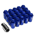 Set of 20 J2 7075 Forged Aluminum M12x1.5 Open-End Lug Nuts w/Adapter - Blue
