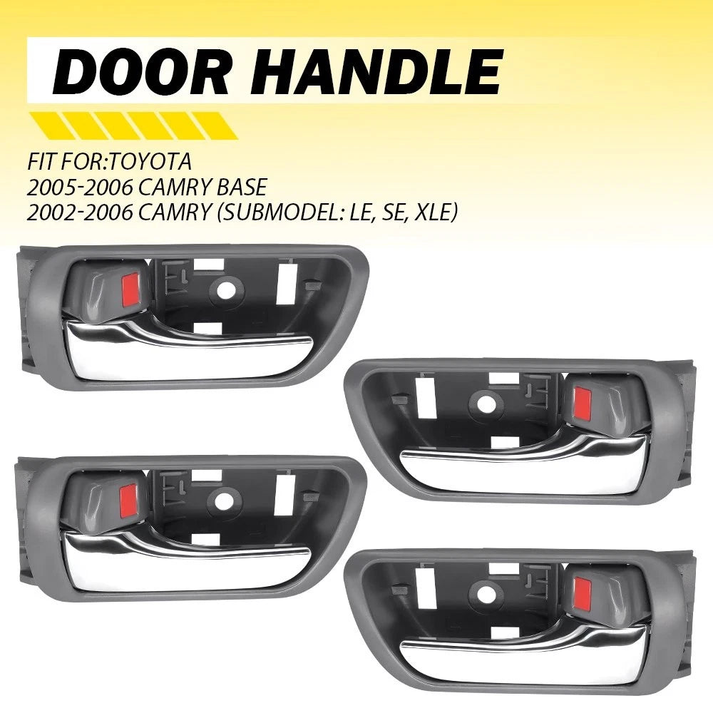 Set of 4 Gray Chrome Inside Door Handles for Toyota Camry (2002–2006)