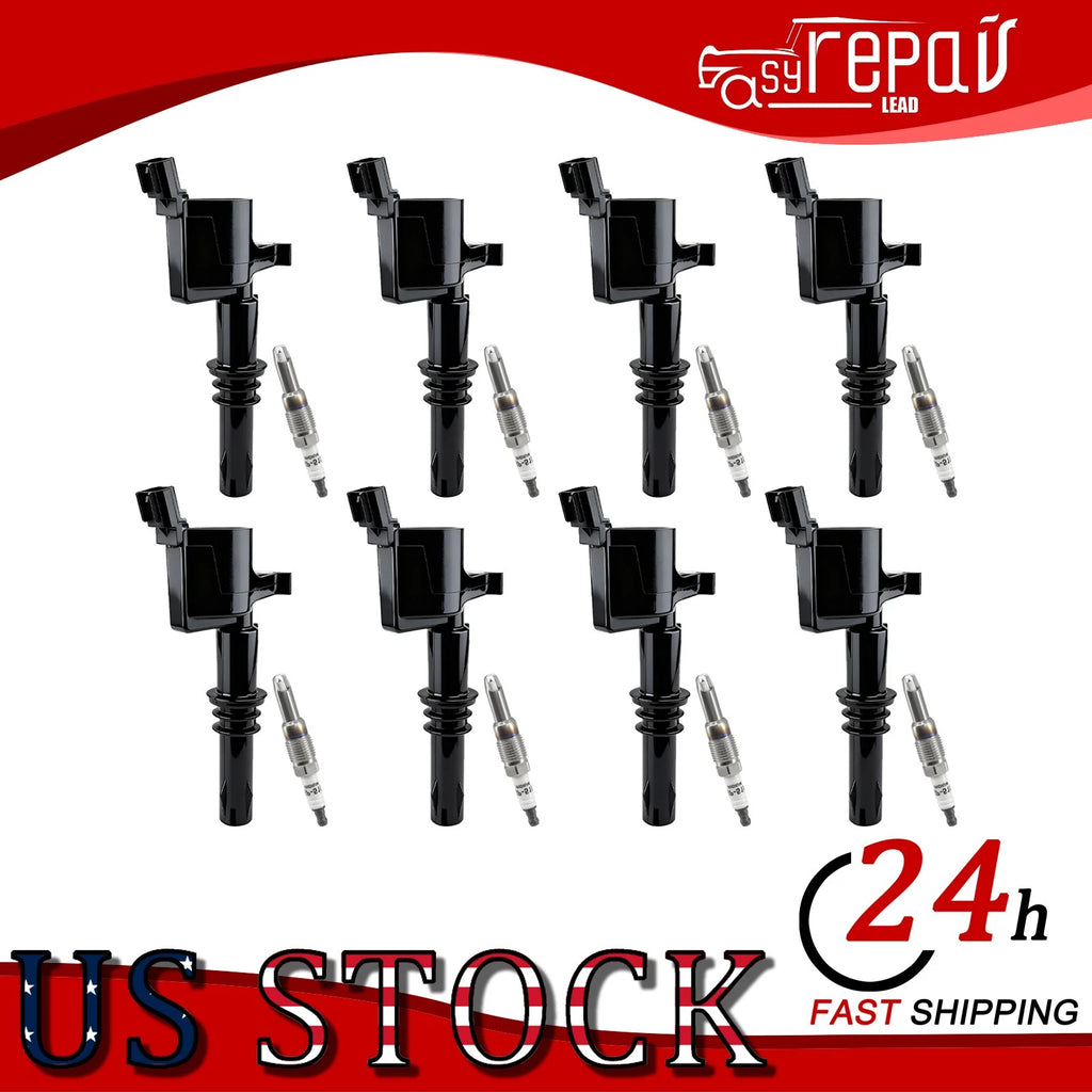 8pcs Ignition Coil & Spark Plug for Ford Expedition F-550 Super Duty (1997–2023)