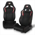 Reclinable Racing Bucket Seats Pair for J2 Engineering (Red/White Trim)
