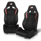 Reclinable Racing Bucket Seats Pair for J2 Engineering (Red/White Trim)