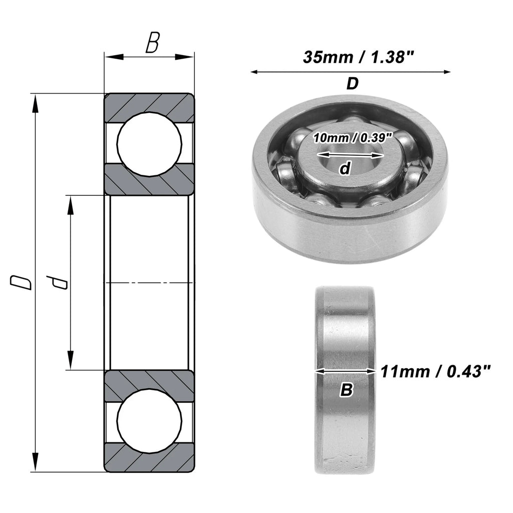 6300 Deep Groove Ball Bearings for Various Models (10x35x11mm)