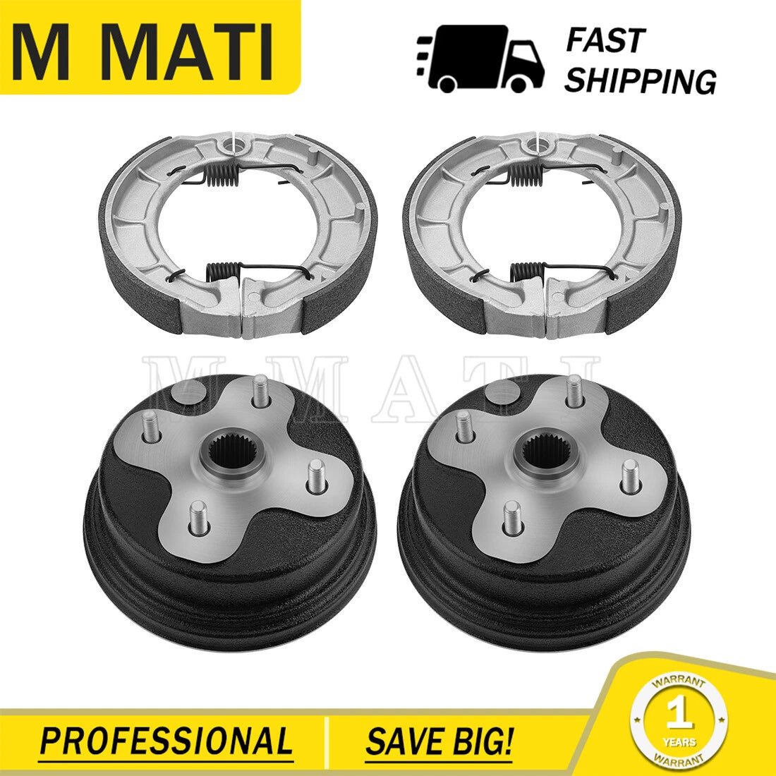 Brake Drums & Shoes Kit for Yamaha Timberwolf 250 (1992–1998)