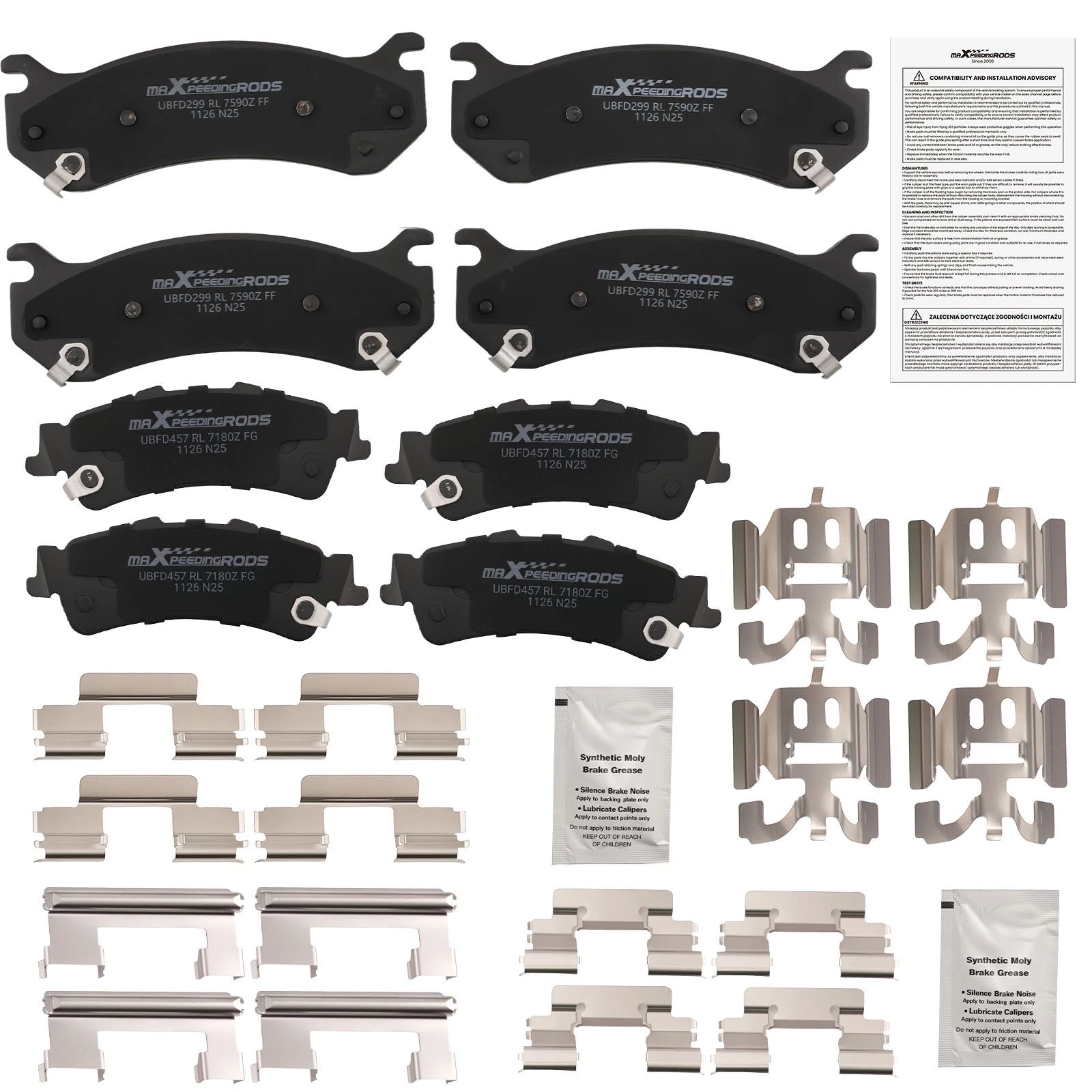 Front & Rear Ceramic Brake Pads for GMC Sierra 1500/Yukon (1999–2006)