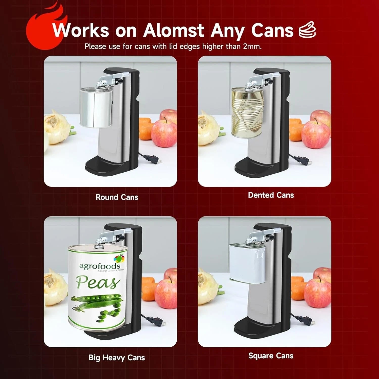 Electric Can Opener for Under Cabinet (Heavy Duty, Smooth Edge)