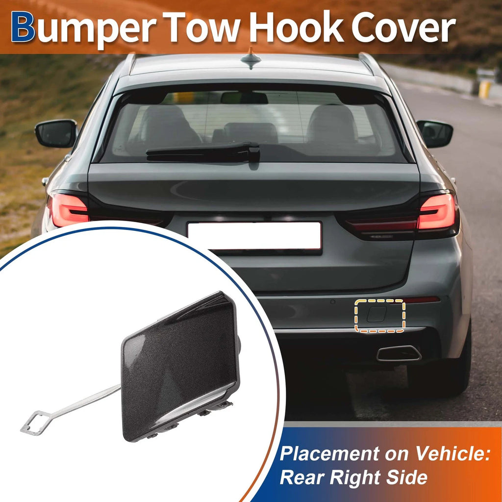Rear Car Bumper Tow Hook Cover for BMW 5-Series F10 LCI (2014–2017) No. 51127332776 Deep Gray