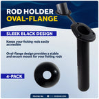 Set of 4 Fishing Rod Holders for Boat – Oval Flange & PVC Cap