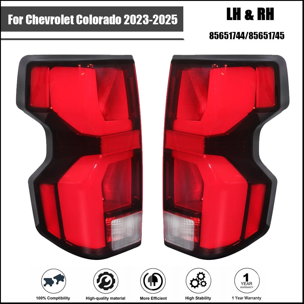 Set of 2 Black LED Tail Light Assemblies for Chevrolet Colorado (2023–2025)