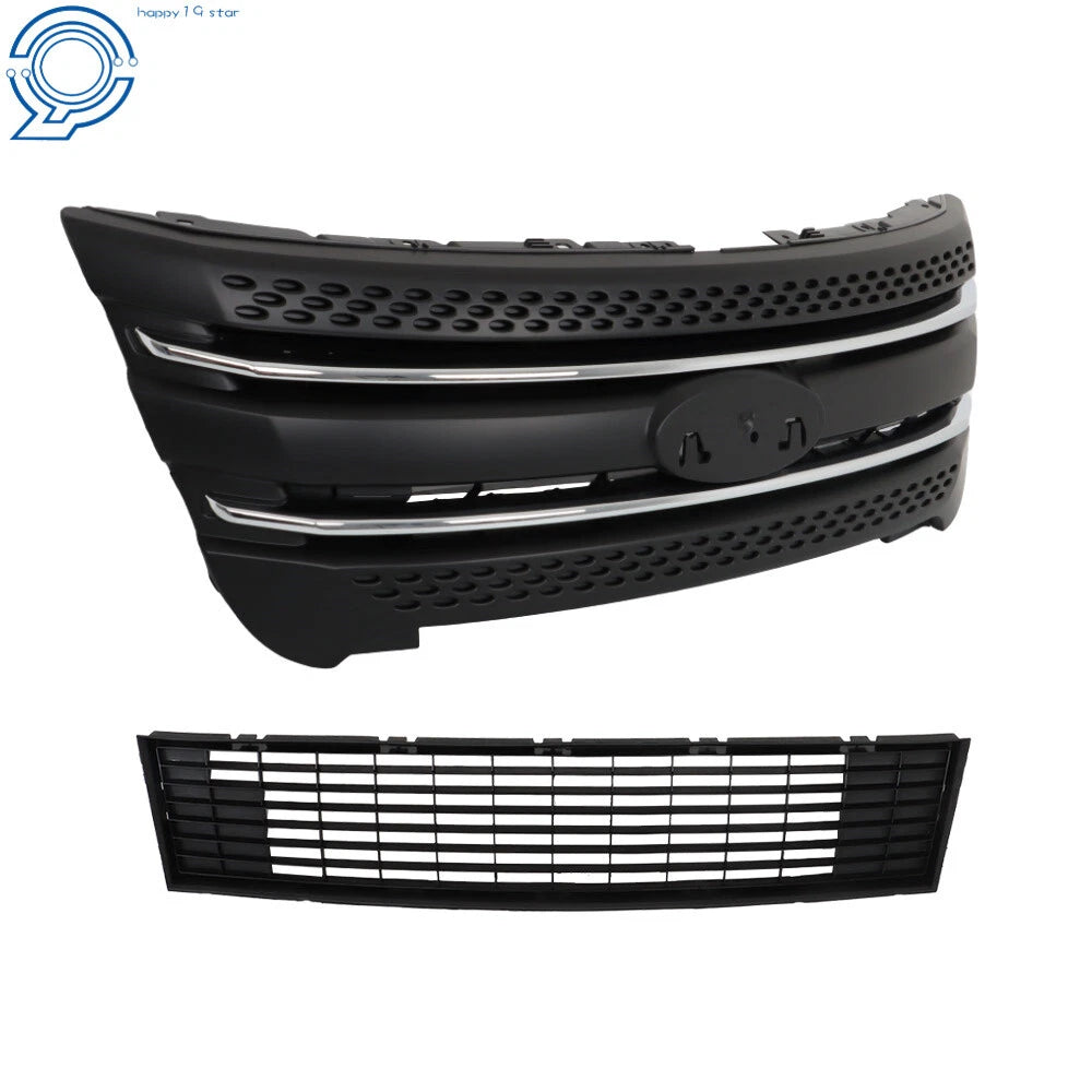 2X Front Bumper Grille Assembly for Ford Explorer (2011-2015)