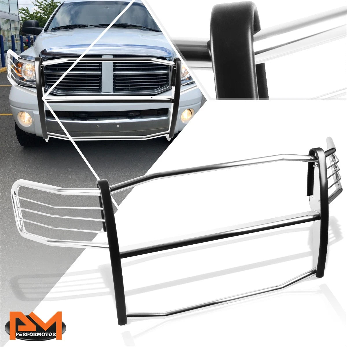 Chrome Bumper Brush Grill Guard for Dodge Ram 1500-3500 Mega Cab (2006–2008)