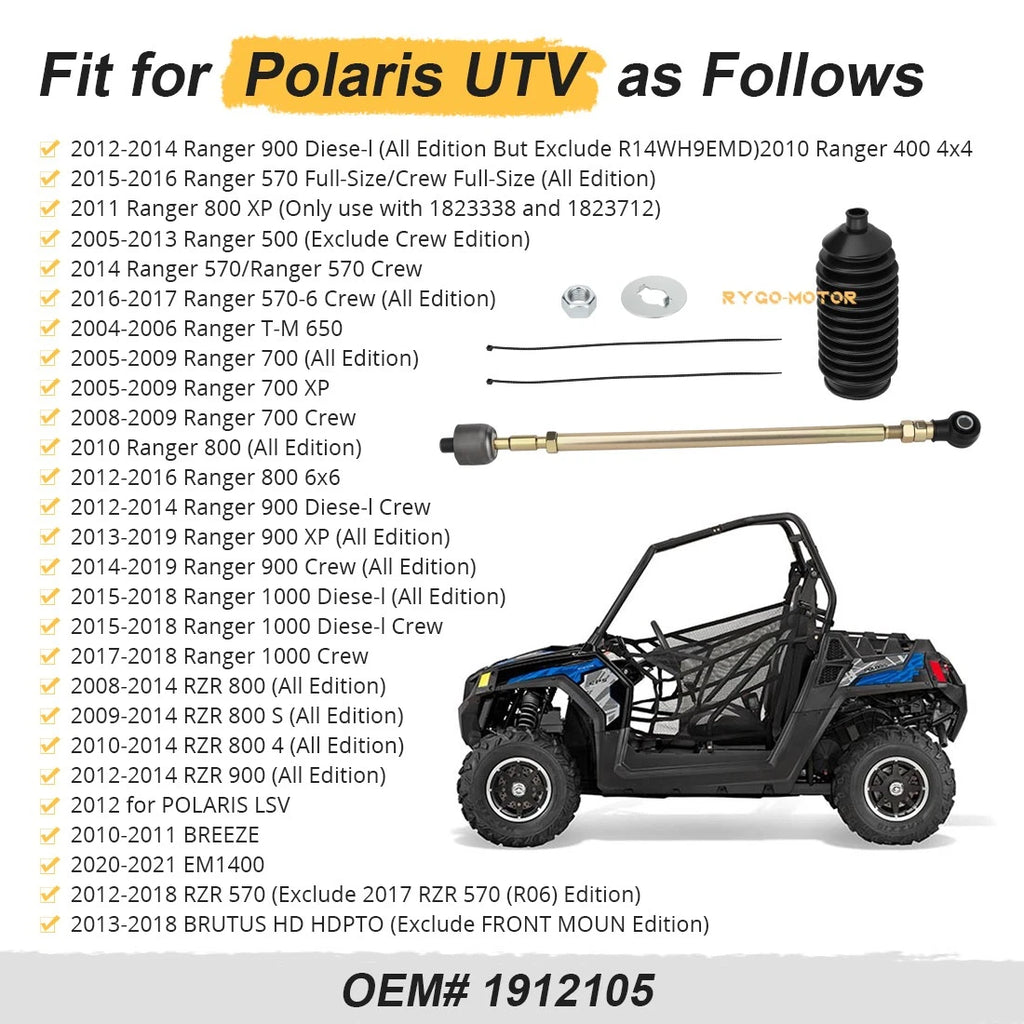 Left Steering Rack Tie Rods Kit for Polaris RZR 900 800 570 Brutus HD (2008–2018)