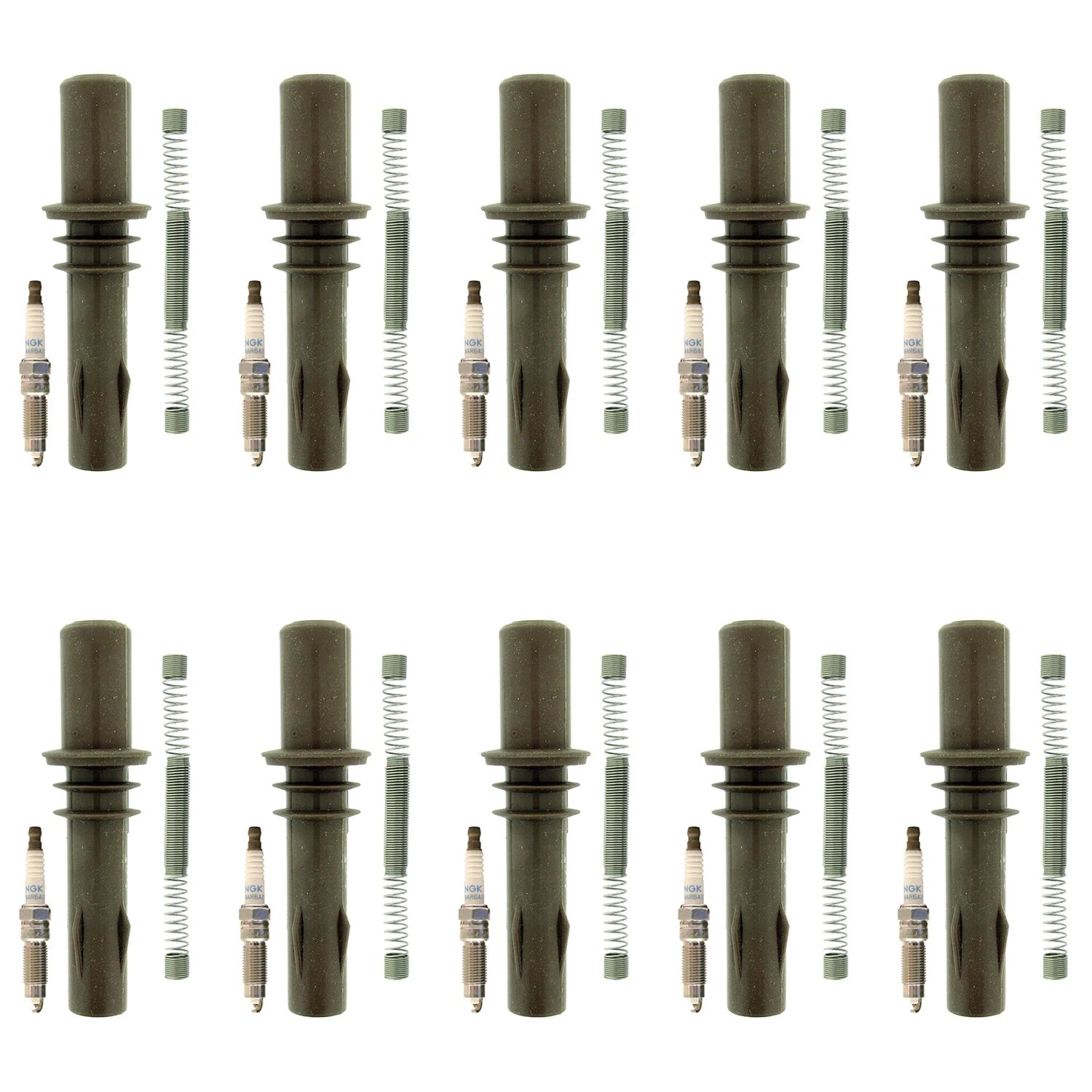 Set of 10 NGK Laser Platinum Spark Plugs & Coil Boots for F-250 F-350 (2003–2007)