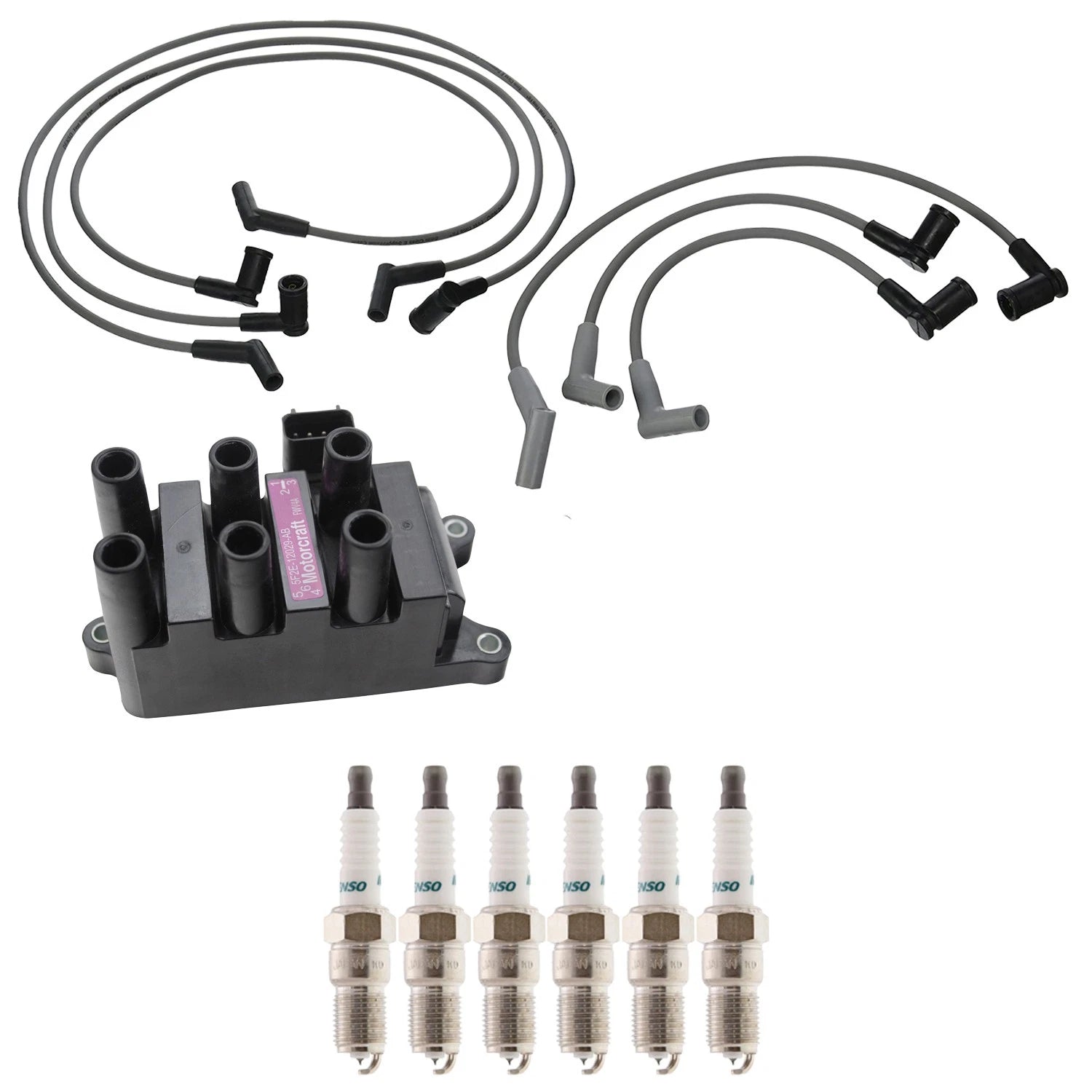 Ignition Coil & Spark Plug Wire Set for Ford Windstar V6 (1995–2003)