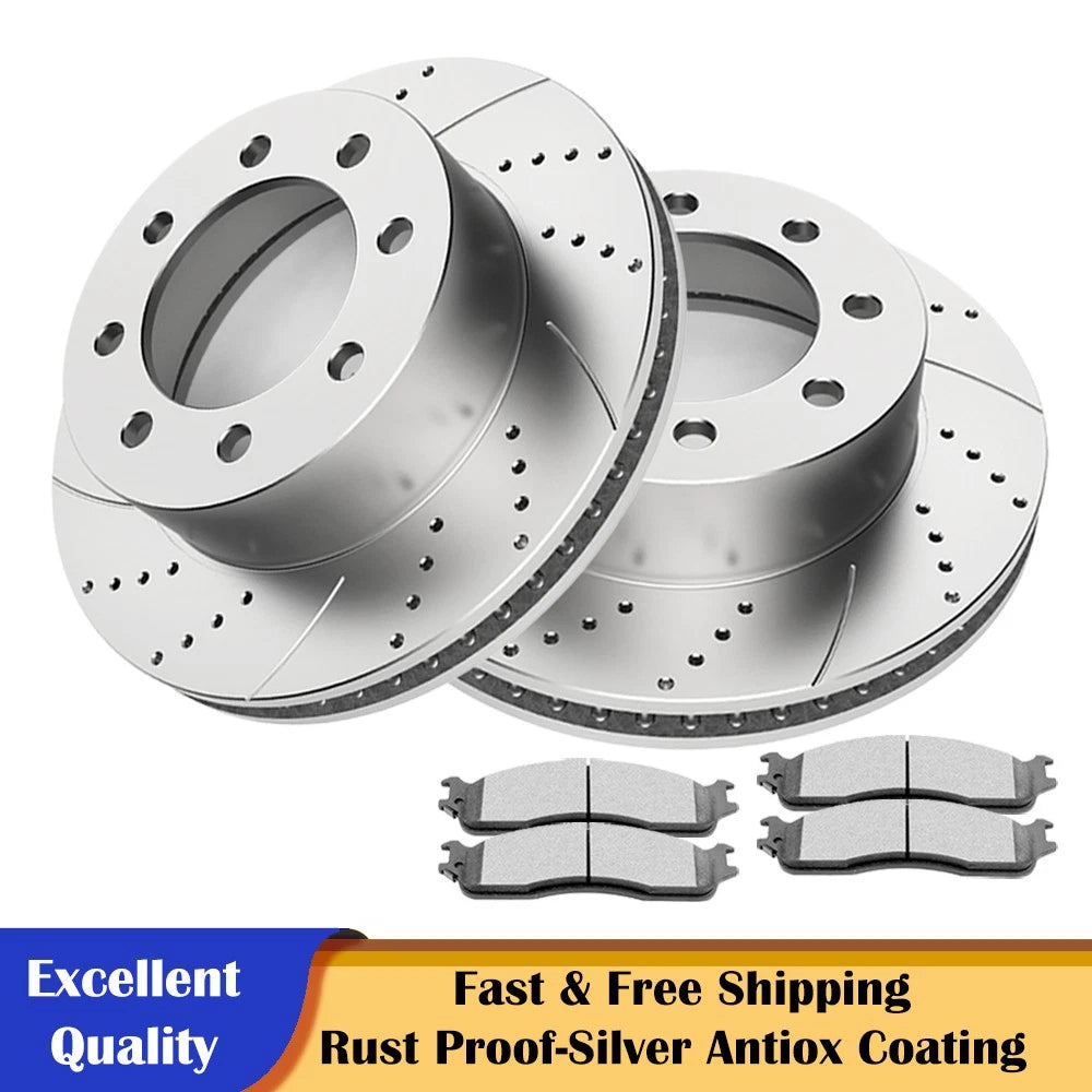 Front Slotted Rotors & Ceramic Brake Pads for Dodge RAM 1500 2500 3500 (2006–2008)