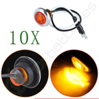 Set of 10 Trailer Side Marker Bullet Lights for Trucks - Amber, Chrome Bezel