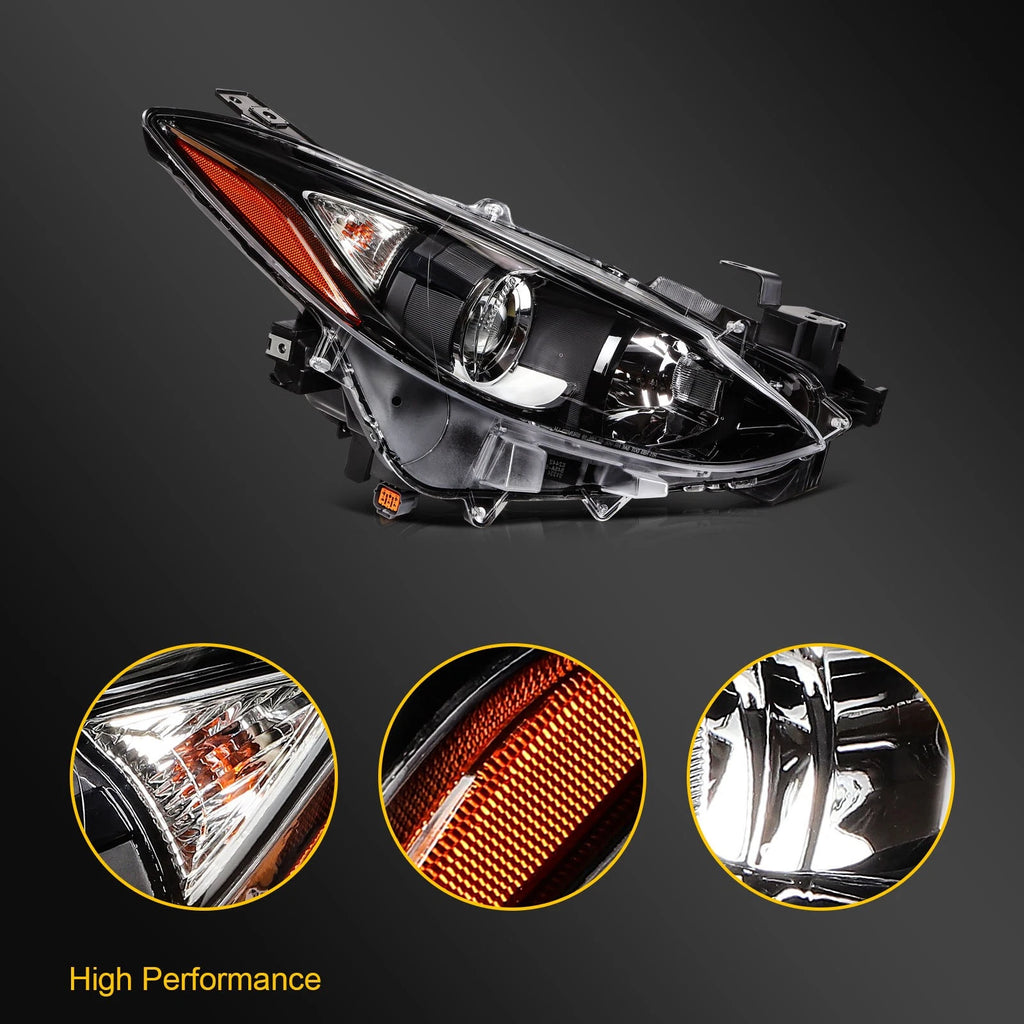 Right Side Headlight Assembly with Projector for Mazda 3 Sport (2014–2016)