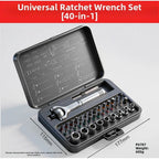 40 in 1 Swivel Ratchet Wrench Set with Magnetic Head, 60 Tooth Chrome Vanadium