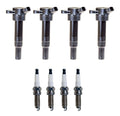 Set of 4 Ignition Coils & Spark Plugs for Kia Hyundai (Denso)