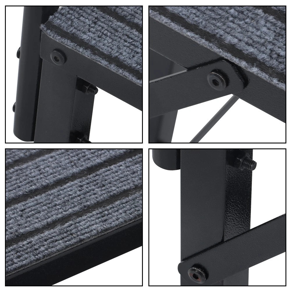 Heavy Duty Steel Mobile Home Steps for RV with Handrails (3 Tier)