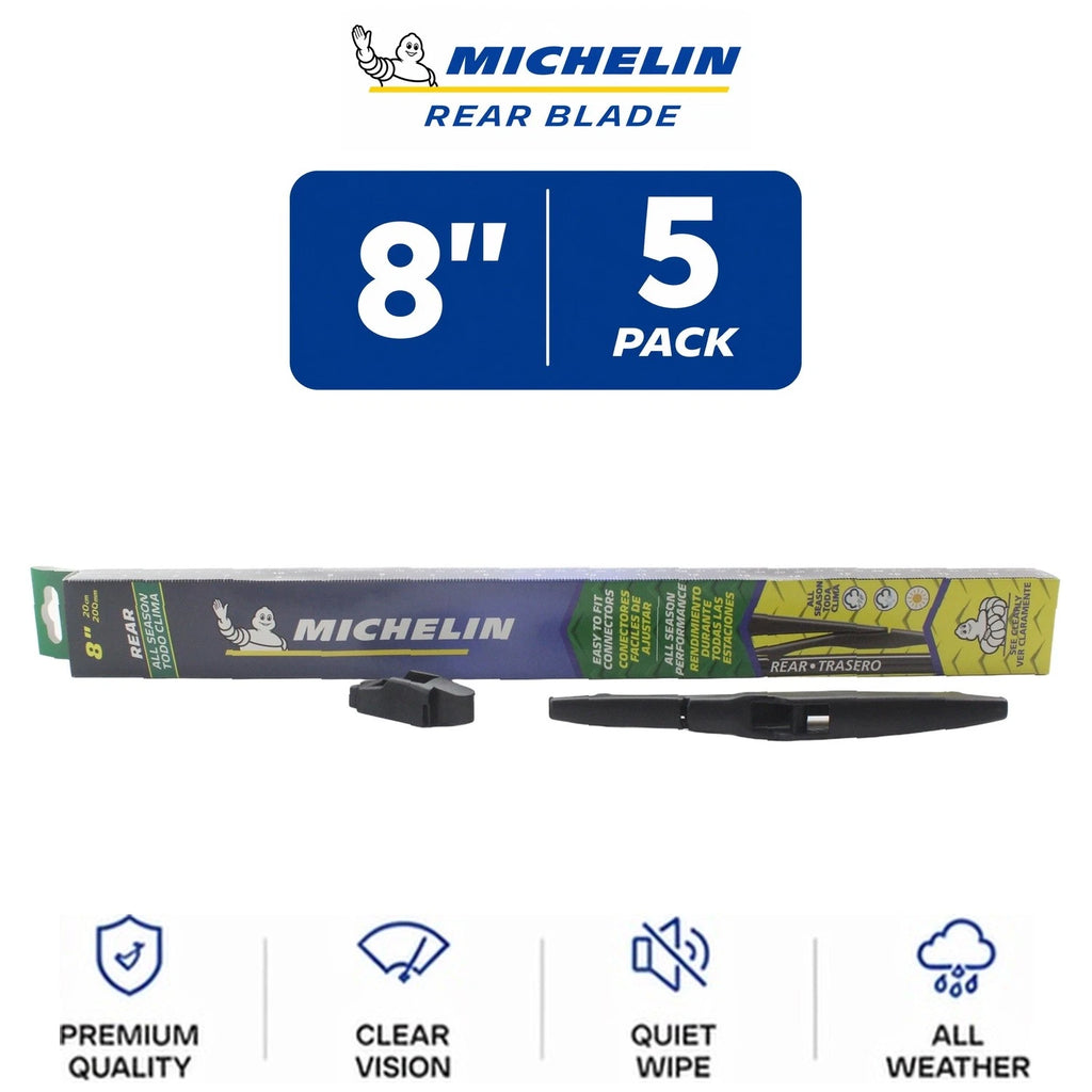 Set of 5 Michelin Rear Wiper Blades 8" Curved-Fit for All Vehicles