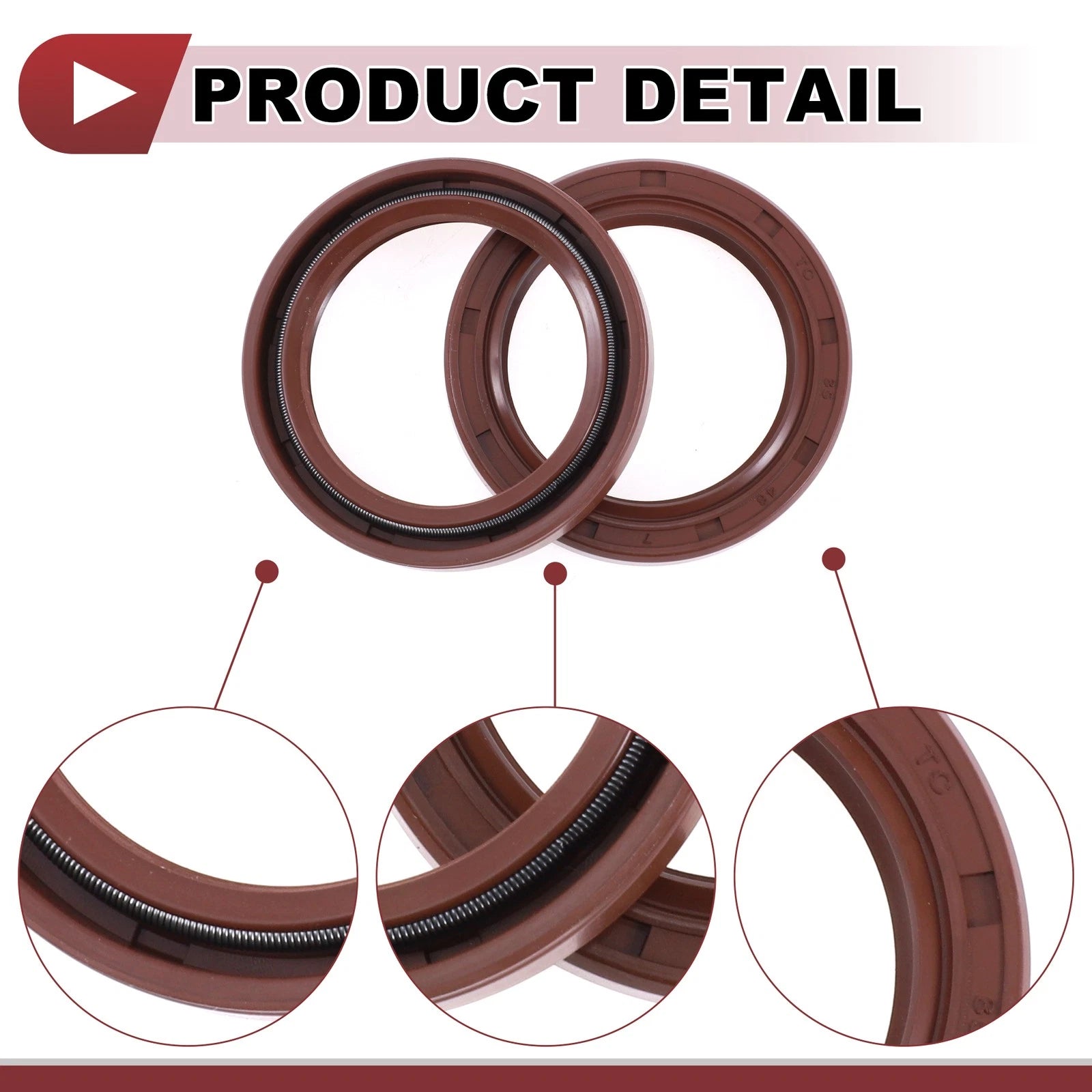 2X Oil Seal Rotary Shaft Seal for Various Models (35x48x7mm) FKM Rubber